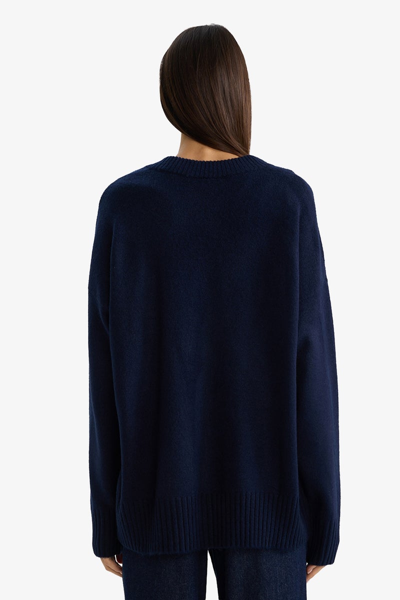 ديفاكتو بلوفر تريكو اوفر سايز بياقة V - Image 5